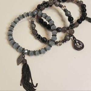 3 piece set of stretch bracelets, hematit